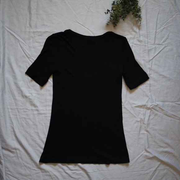 DKNY Short Sleeve Ribbed T-Shirt Black Small - Picture 3 of 7